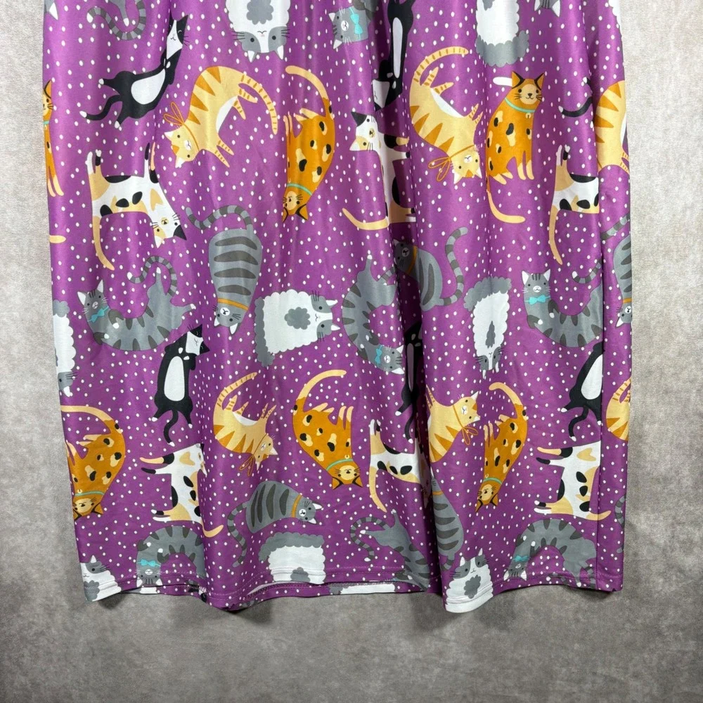 Anthony Richards House Dress Women Size XL Purple Cat Polka Dot Muumuu Nightgown